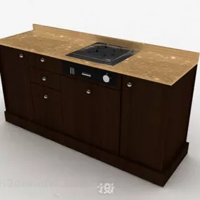 Wooden Brown Cabinet 3d model