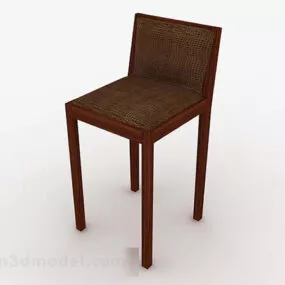 Wooden Brown High Chair 3d model
