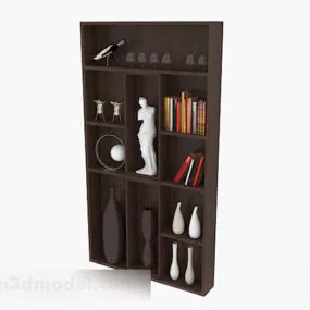 Wooden Brown Home Display Cabinet 3d model