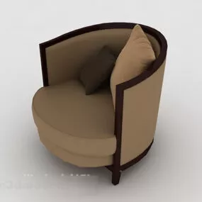 Wooden Brown Home Leisure Single Sofa 3d model