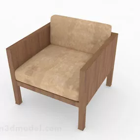 Wooden Brown Home Single Sofa Furniture 3d model