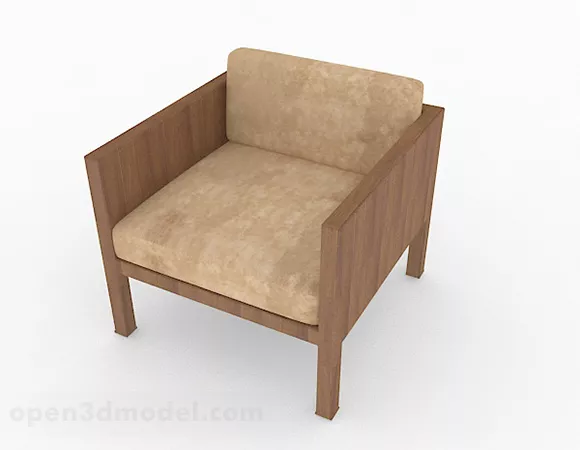 Wooden Brown Home Single Sofa Furniture 3d model Wooden Brown Home Single Sofa Furniture 3d model