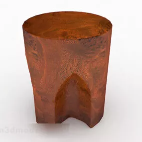 Wooden Brown Design Stool Furniture 3d model