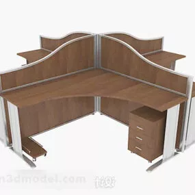 Wooden Brown Multi-person Desk 3d model