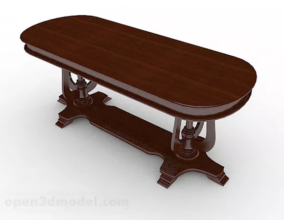 Wooden Oval Dining Table 3d model Wooden Oval Dining Table 3d model
