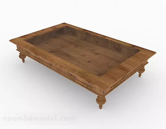 Wooden Brown Rectangular Coffee Table 3d model Wooden Brown Rectangular Coffee Table 3d model