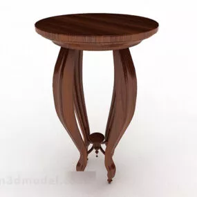 Wooden Brown Round Dining Table 3d model