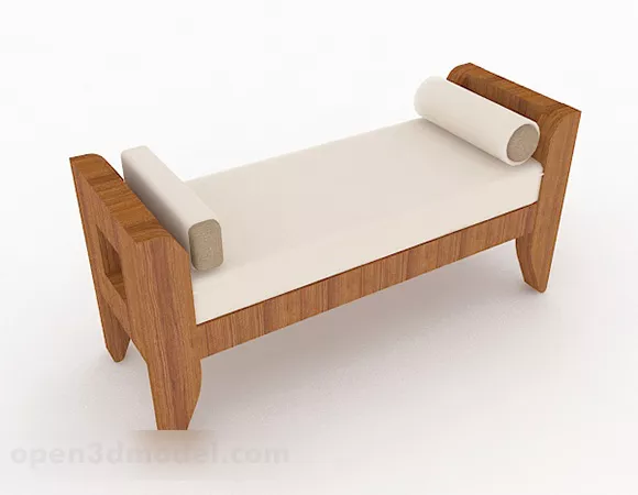 Wooden Brown Sofa Stool Design 3d model Wooden Brown Sofa Stool Design 3d model