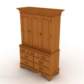 Wooden Brown Wardrobe 3d model