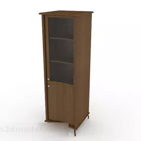 Wooden Brown Wine Cabinet 3d model
