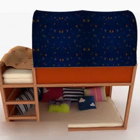 Wooden Bunk Furniture 3d model