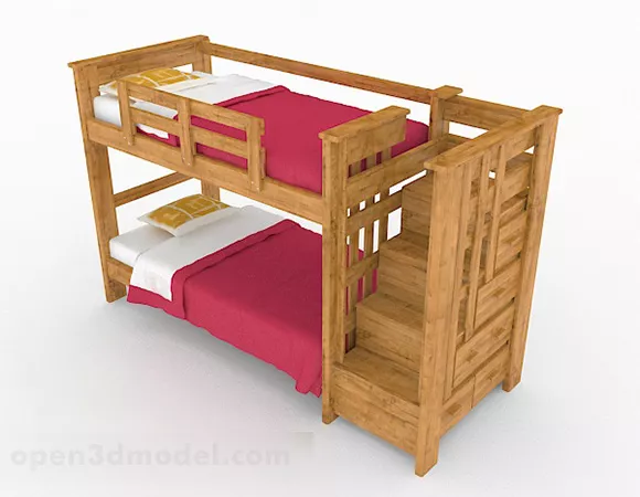 Wooden Children Bed Bunk Design 3d model Wooden Children Bed Bunk Design 3d model