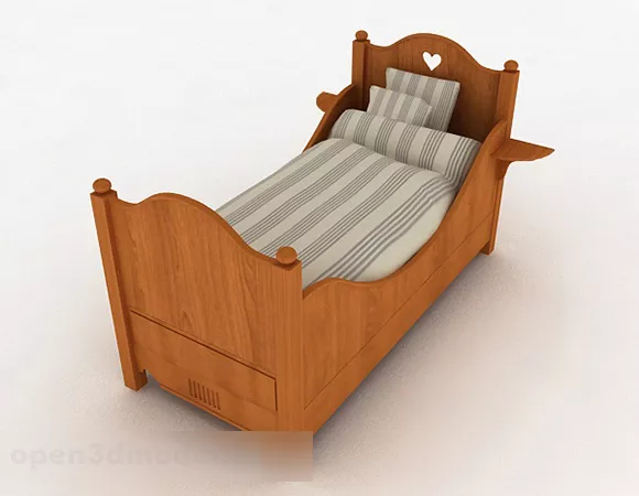 Wooden Children Single Bed 3d model Wooden Children Single Bed 3d model