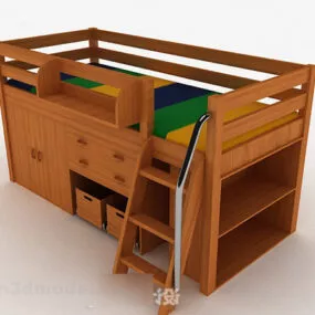 Wooden Combination Bed 3d model