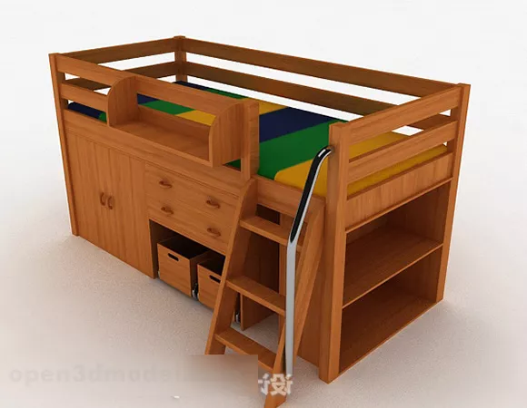 Wooden Combination Bed 3d model Wooden Combination Bed 3d model