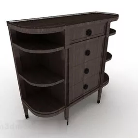 Wooden Dark Brown Entrance Cabinet 3d model