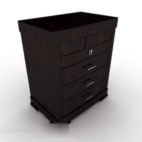 Locker Wooden Dark Color 3d model