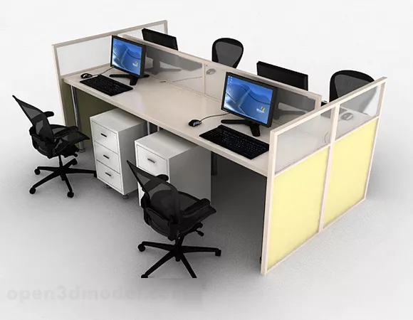Wooden Desk Chair Combination 3d model Wooden Desk Chair Combination 3d model