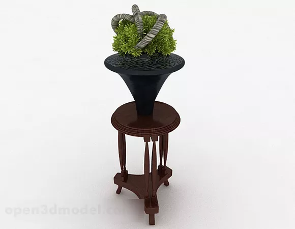 Wooden Flower Classic Stand 3d model Wooden Flower Classic Stand 3d model