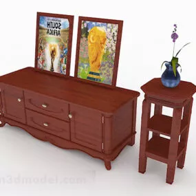 Simple Classic Wooden Cabinet 3d model
