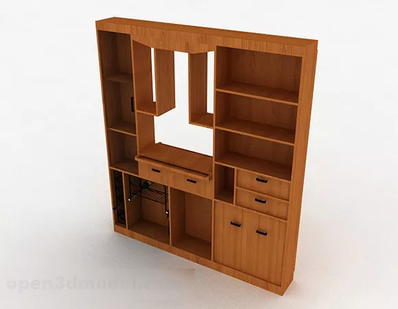 Wooden Living Room Display Cabinet 3d model Wooden Living Room Display Cabinet 3d model