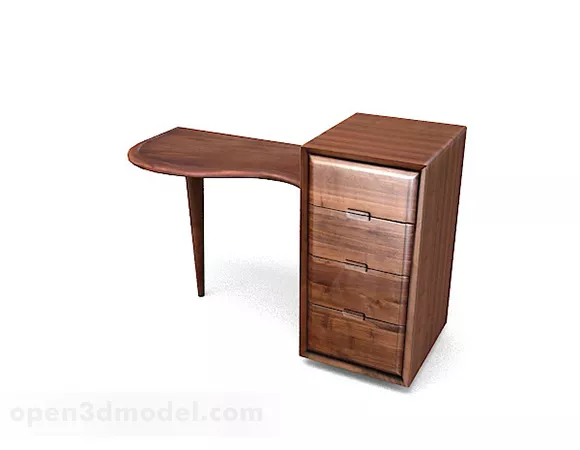 Wood Locker With Three Drawers 3d model