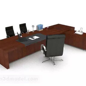 Wooden Office Desk 3d model