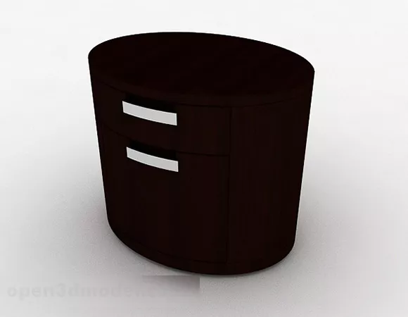 Wooden Oval Bedside Table Furniture 3d model Wooden Oval Bedside Table Furniture 3d model