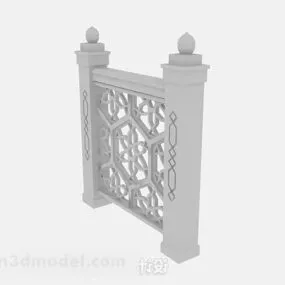 European Wooden Railing 3d model