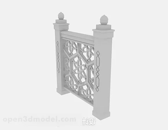 European Wooden Railing 3d model European Wooden Railing 3d model