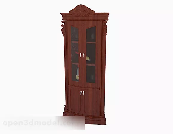 Wooden Red Brown Display Cabinet 3d model Wooden Red Brown Display Cabinet 3d model