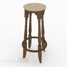 Wooden Retro Brown Bar Stool 3d model