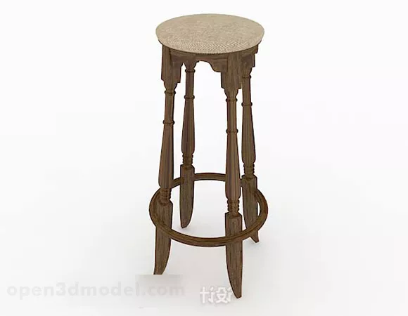 Wooden Retro Brown Bar Stool 3d model Wooden Retro Brown Bar Stool 3d model