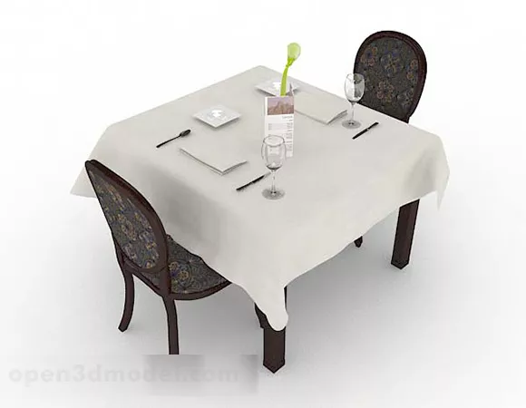Wooden Retro Dining Table Chair 3d model Wooden Retro Dining Table Chair 3d model