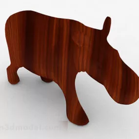Wooden Rhino Statue Decoration 3d model