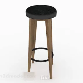 Wooden Simple Bar Stool 3d model