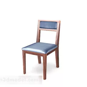 Wooden Simple Blue Home Chair 3d model
