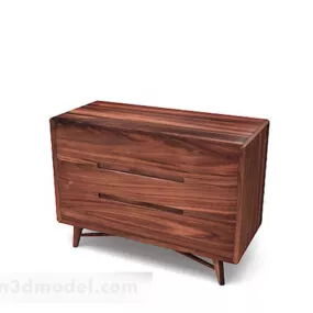 Wooden Simple Brown Bedside Table 3d model
