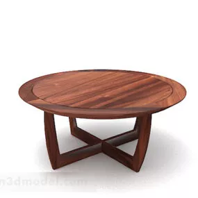 Wooden Simple Brown Round Dining Table 3d model