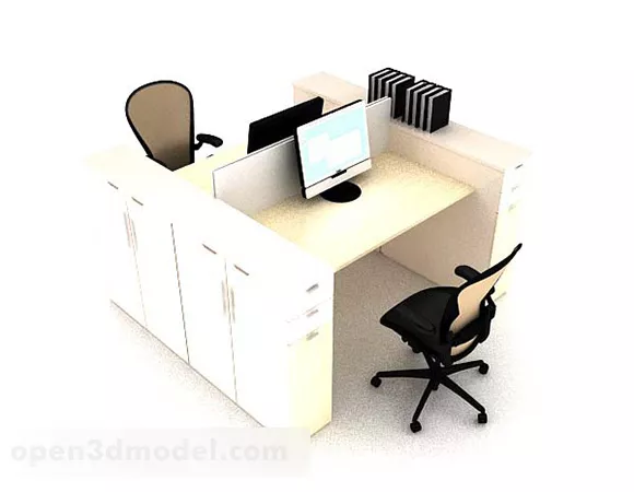 Wooden Simple Desk And Chair Combination 3d model Wooden Simple Desk And Chair Combination 3d model