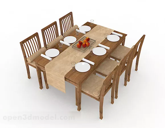 Wooden Simple Dining Table Chair Set V1 3d model Wooden Simple Dining Table Chair Set V1 3d model