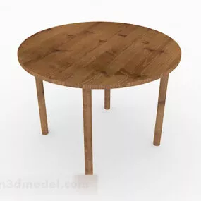 Wooden Round Dining Table 3d model