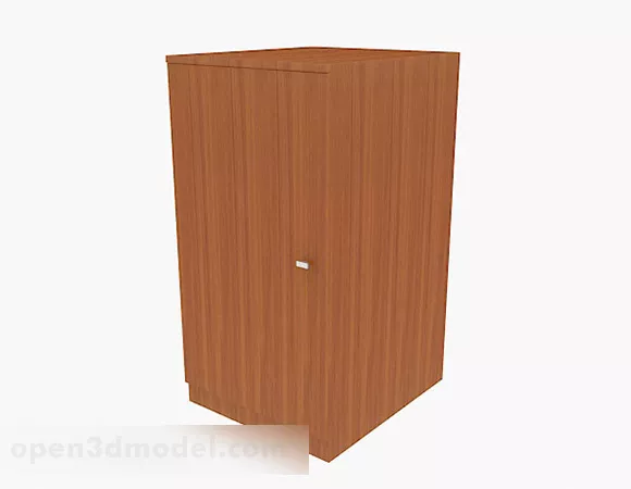 Wooden Wardrobe With Circle Open Door 3d model