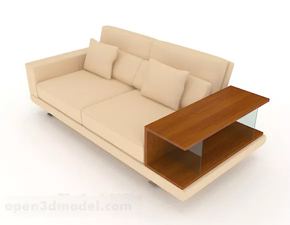 Wooden Simple Warm Yellow Double Sofa 3d model Wooden Simple Warm Yellow Double Sofa 3d model