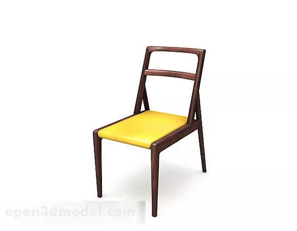 Wooden Simple Yellow Home Chair 3d model Wooden Simple Yellow Home Chair 3d model