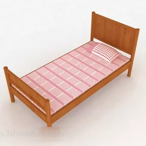 Wooden Single Bed V1 3d model