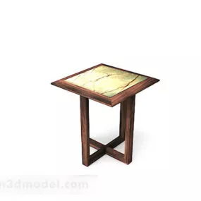 Wooden Square Stool 3d model