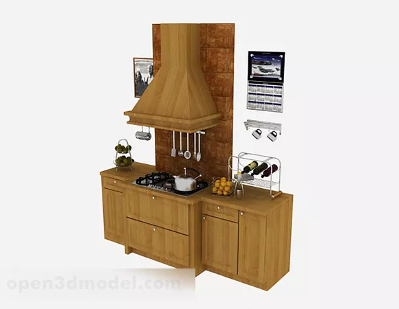 Wooden Kitchen Cabinet 3d model Wooden Kitchen Cabinet 3d model