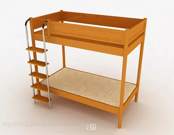 Wooden Single Bed 3d model Wooden Single Bed 3d model