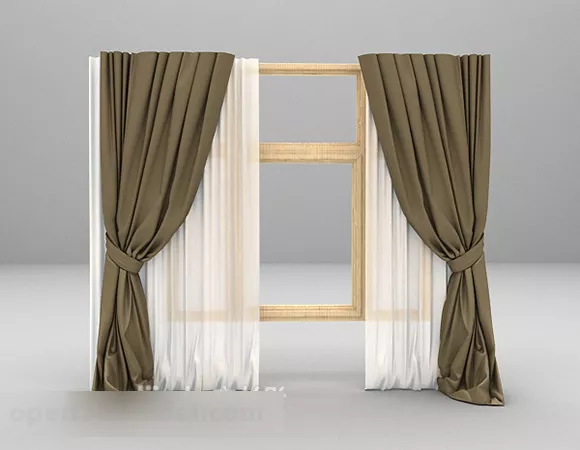 Wooden Window Curtain 3d model Wooden Window Curtain 3d model
